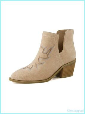 Western Bootie Faux Leather Memory Foam Ankle Heeled Boot